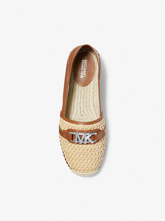 Women Michael Kors Ember Leather and Straw Espadrilles Beige | VSCFBN-563