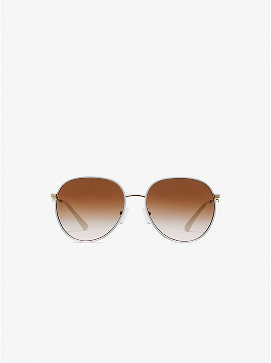 Women Michael Kors Empire Aviator Sunglasses White | MGLEYZ-703