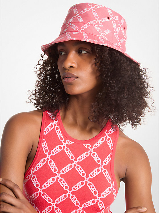 Women Michael Kors Empire Logo Jacquard Bucket Hats Coral | WPKBJC-619