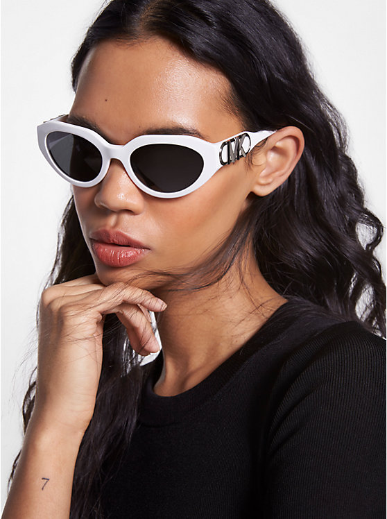 Women Michael Kors Empire Oval Sunglasses White | ZDHJXI-459