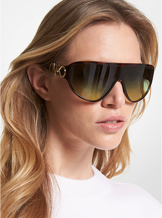 Women Michael Kors Empire Shield Sunglasses Black | PGMTAQ-471