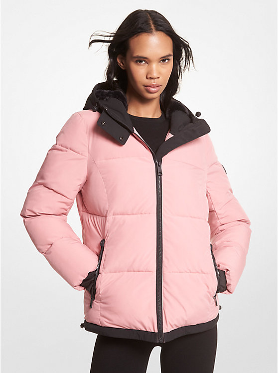 Women Michael Kors Faux Fur-Trim Quilted Puffer Jackets Royal Pink | GPJLQV-821