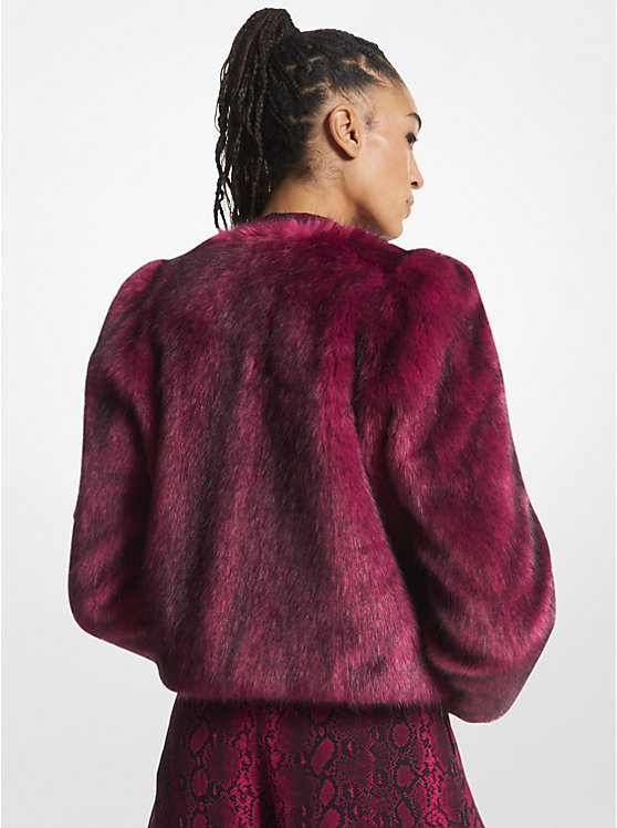 Women Michael Kors Faux Fur Cropped Jackets Deep Fuchsia | VALYQT-754