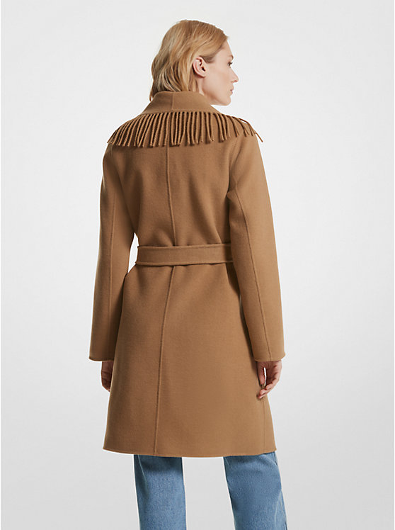 Women Michael Kors Fringe Wool Blended Coats Dark Brown | SVXEIB-805