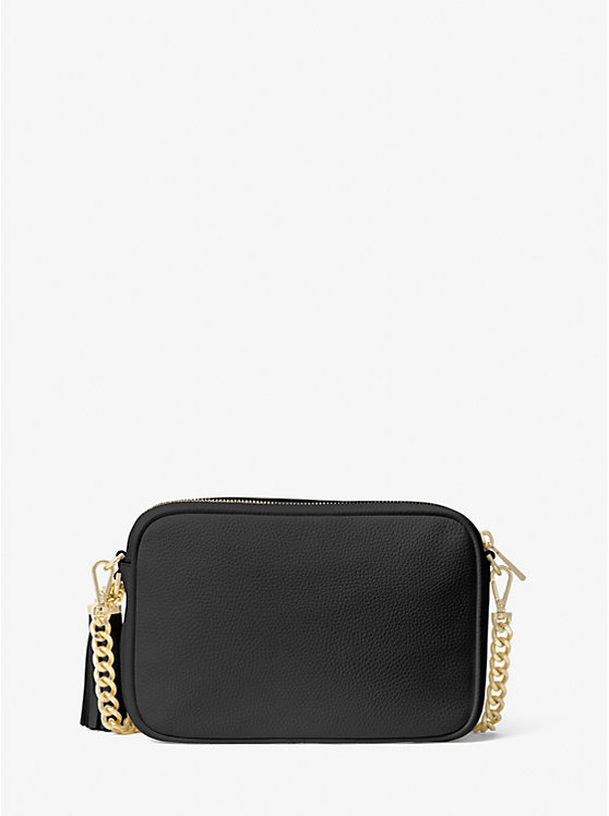 Women Michael Kors Ginny Leather Crossbody Bags Black | ESIHCT-219