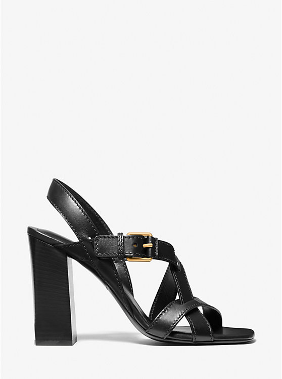 Women Michael Kors Gladys Leather Sandals Black | HIYVPO-970