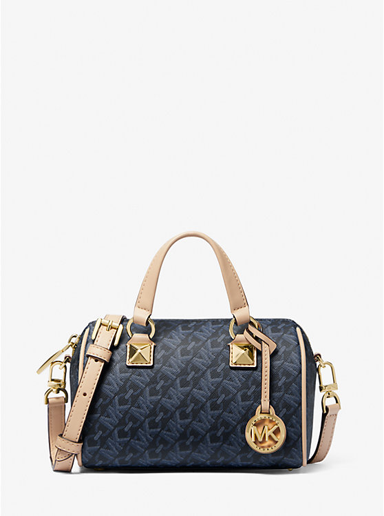 Women Michael Kors Grayson Small Empire Signature Logo Duffel Crossbody Bags Navy | ODPRNM-192