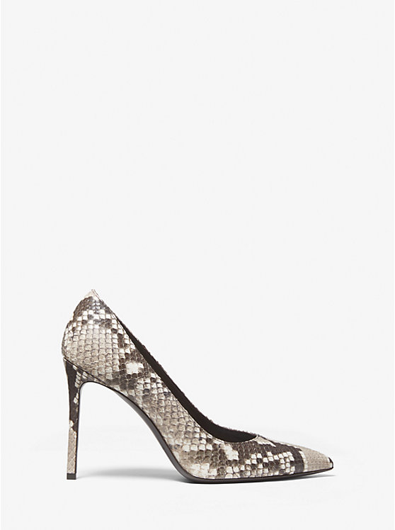 Women Michael Kors Gretel Python Embossed Leather Pumps Beige | GOPJKH-267