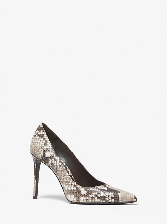 Women Michael Kors Gretel Python Embossed Leather Pumps Beige | GOPJKH-267