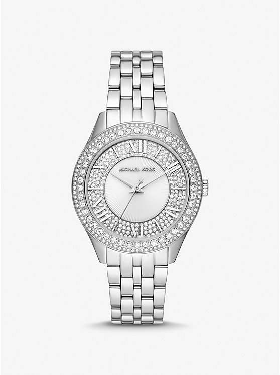 Women Michael Kors Harlowe Pavé Silver-Tone Watches Silver | YNPLHV-905