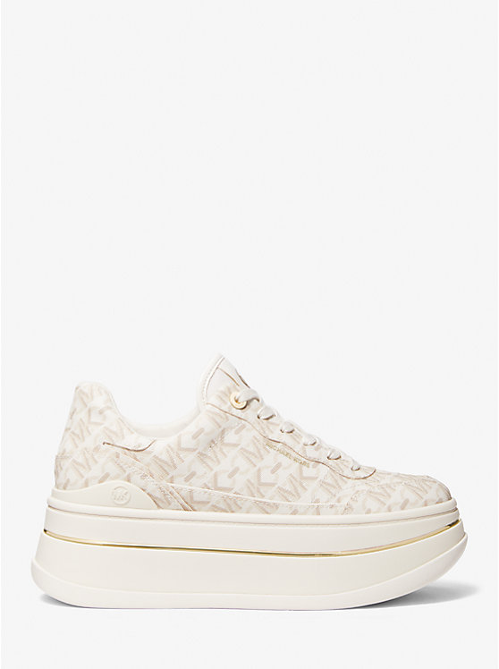 Women Michael Kors Hayes Empire Signature Logo Platform Sneakers Light Yellow | AVLMZK-976