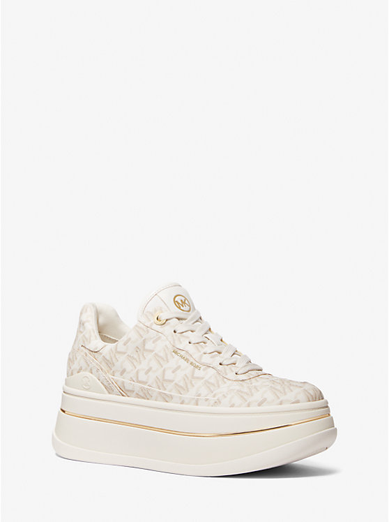 Women Michael Kors Hayes Empire Signature Logo Platform Sneakers Light Yellow | AVLMZK-976