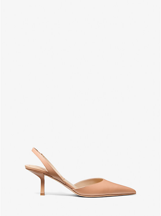 Women Michael Kors Holly Leather Pumps Beige | FSVQPX-438