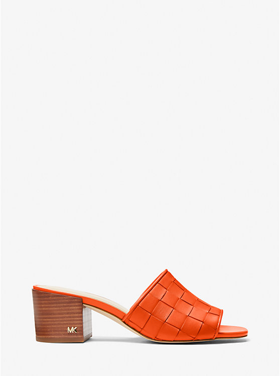 Women Michael Kors Ingrid Woven Leather Mules Orange | EPQVGN-964