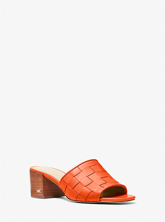 Women Michael Kors Ingrid Woven Leather Mules Orange | EPQVGN-964