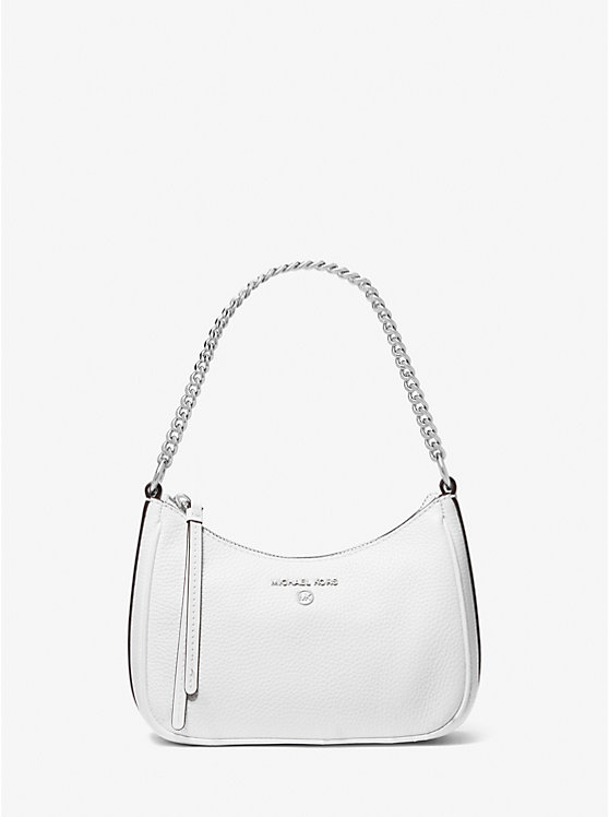 Women Michael Kors Jet Set Charm Small Leather Pochette Handbag White | KGQESH-036