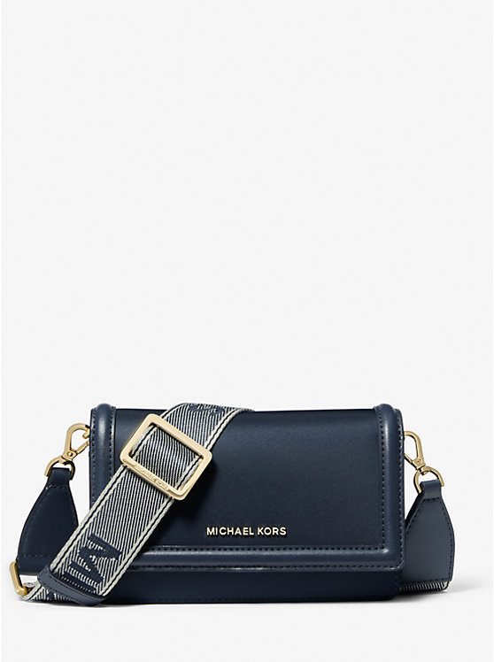 Women Michael Kors Jet Set Small Nylon Gabardine Smartphone Crossbody Bags Navy | FXDURL-867