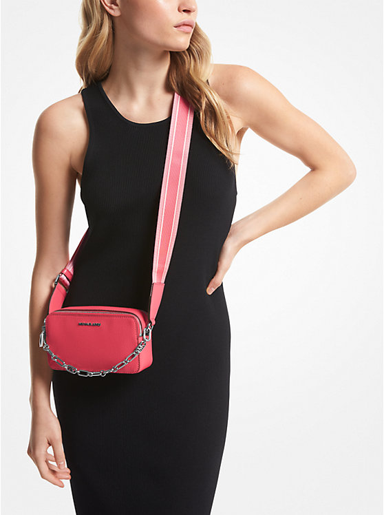 Women Michael Kors Jet Set Small Pebbled Leather Double-Zip Crossbody Bags Pink | DARKGP-231