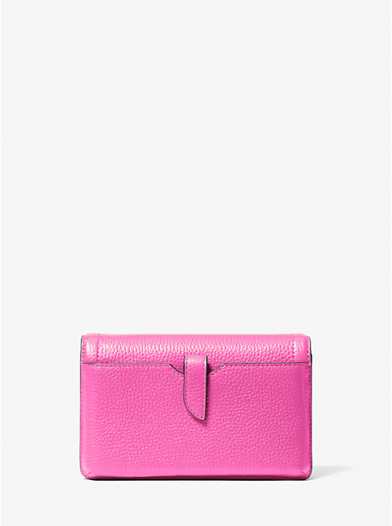 Women Michael Kors Jet Set Small Pebbled Leather Smartphone Convertible Crossbody Bags Pink | UAVZRC-714