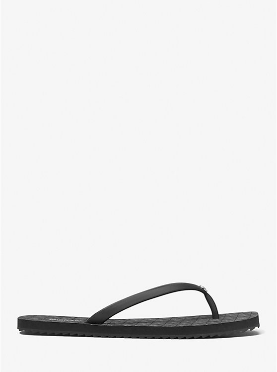 Women Michael Kors Jinx Logo Flip Flops Black | TODFNA-172