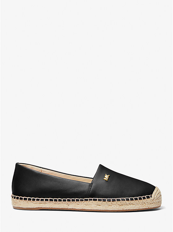 Women Michael Kors Kendrick Leather Slip-On Espadrilles Black | SJBZWK-579