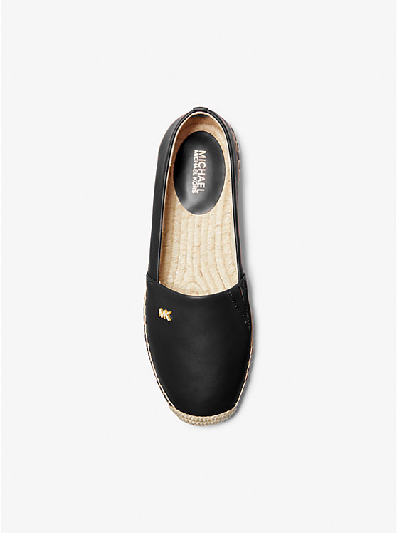 Women Michael Kors Kendrick Leather Slip-On Espadrilles Black | SJBZWK-579