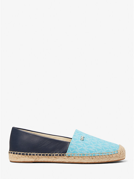 Women Michael Kors Kendrick Logo and Leather Slip-On Espadrilles Blue | RFYQKW-759