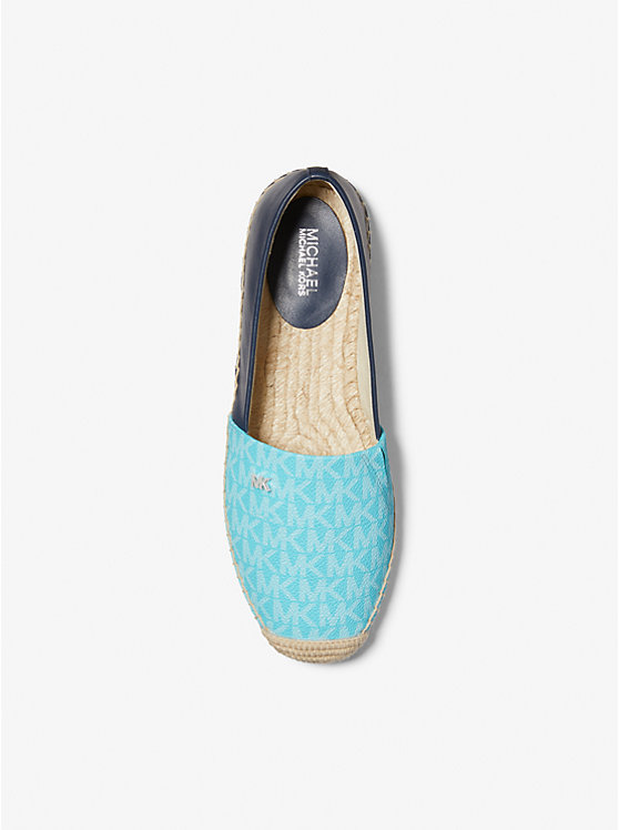 Women Michael Kors Kendrick Logo and Leather Slip-On Espadrilles Blue | RFYQKW-759