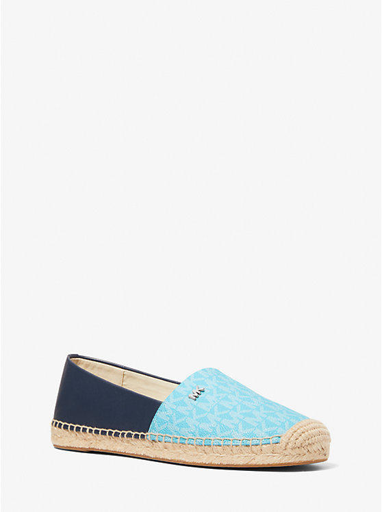 Women Michael Kors Kendrick Logo and Leather Slip-On Espadrilles Blue | RFYQKW-759