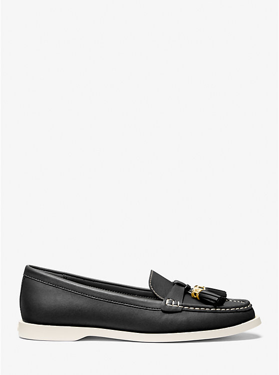 Women Michael Kors Kiernan Leather Loafers Black | UMFAVP-257