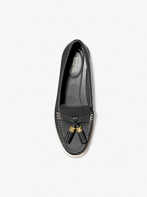 Women Michael Kors Kiernan Leather Loafers Black | UMFAVP-257