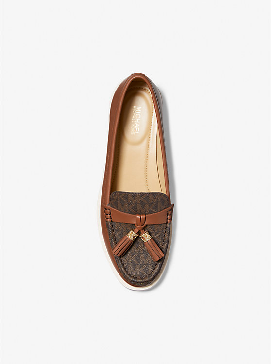 Women Michael Kors Kiernan Leather and Signature Logo Loafers Brown | GPDUKO-426