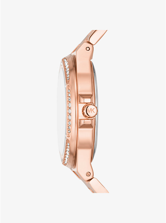 Women Michael Kors Lennox Pavé Logo Rose Gold-Tone Watches Rose Gold | YRIGOE-091