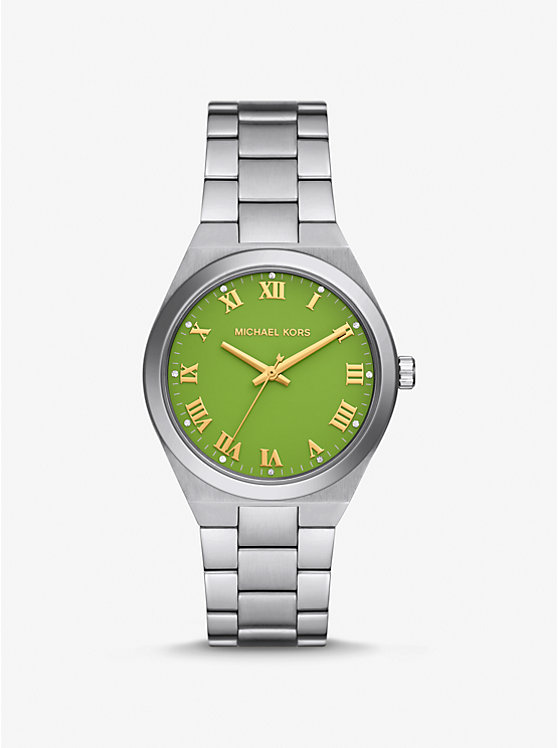 Women Michael Kors Lennox Silver-Tone Watches Green | XWLFMZ-475