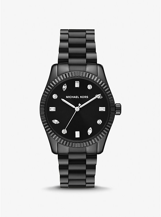 Women Michael Kors Lexington Pavé Black-Tone Watches Black | RENXGM-269