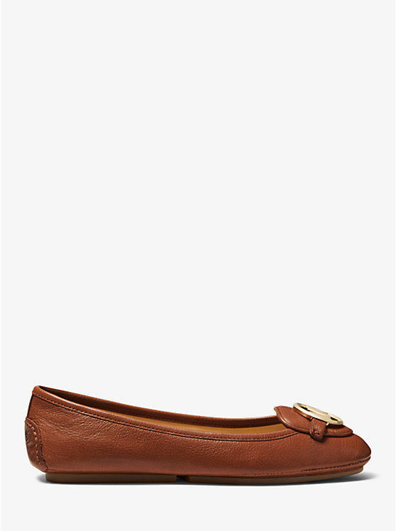 Women Michael Kors Lillie Leather Flat Shoes Brown | LVWBHQ-924