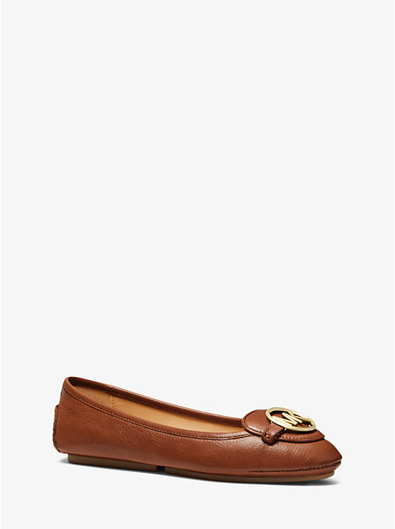 Women Michael Kors Lillie Leather Flat Shoes Brown | LVWBHQ-924