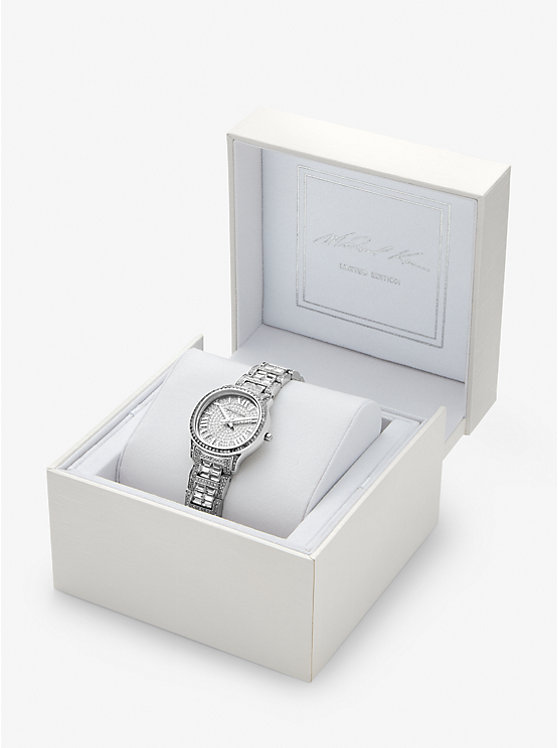 Women Michael Kors Limited-Edition Mini Sage Pavé Silver-Tone Watches Silver | OILDYE-162