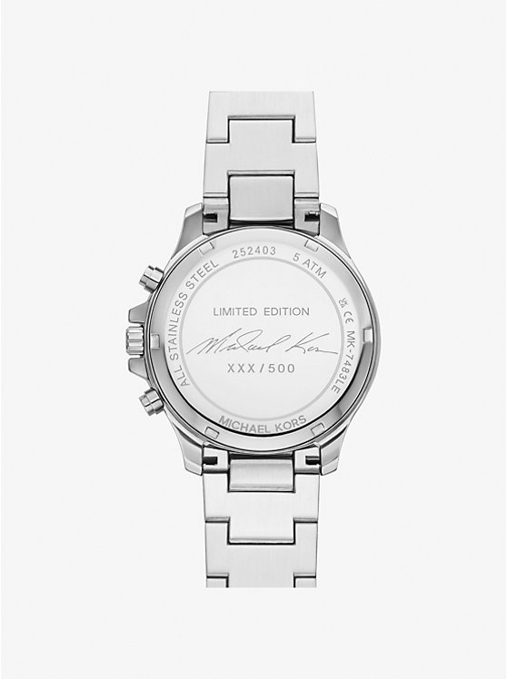 Women Michael Kors Limited-Edition Oversized Sage Pavé Silver-Tone Watches Silver | FOLTRI-467