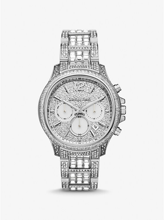 Women Michael Kors Limited-Edition Oversized Sage Pavé Silver-Tone Watches Silver | FOLTRI-467