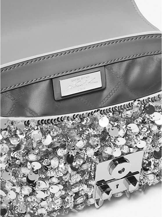 Women Michael Kors Limited-Edition Tribeca Small Hand-Embellished Shoulder Bags Silver | XBVASG-928