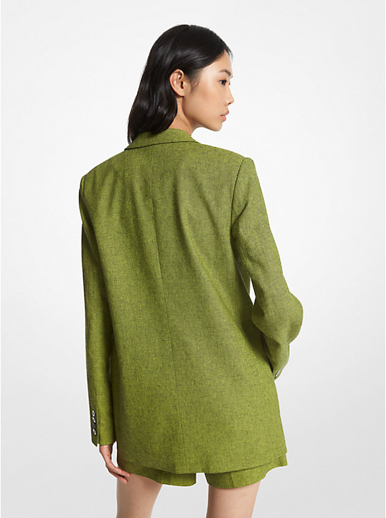 Women Michael Kors Linen Blend Boyfriend Blazers Green | YNSLQB-937