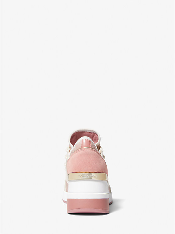 Women Michael Kors Liv Leather and Logo Jacquard Sneakers Pink | VNPBJR-864