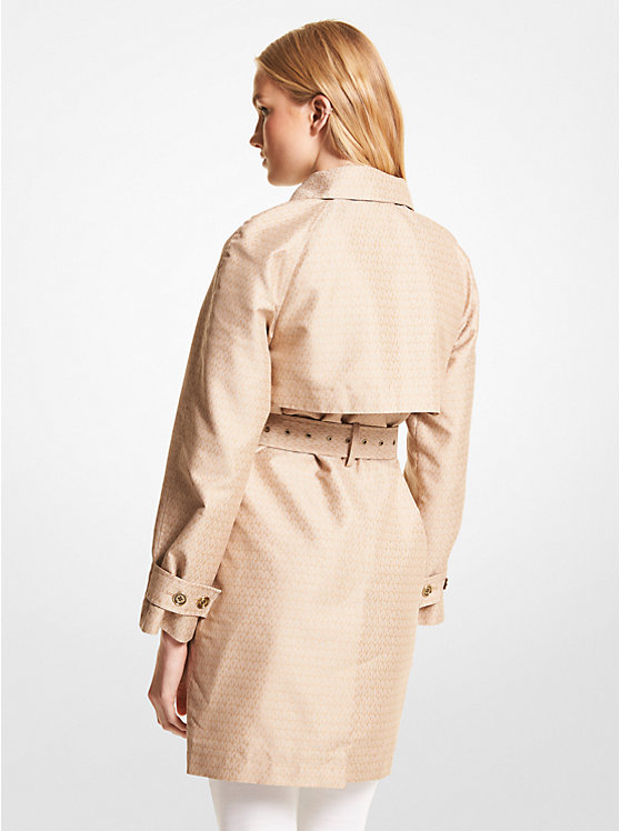 Women Michael Kors Logo Jacquard Double-Zip Trench Coats Khaki | CXVQSE-956