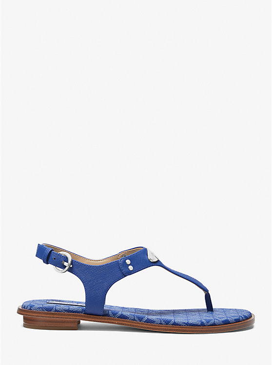 Women Michael Kors Logo Plate Sandals Deep Blue | PCNWYA-549