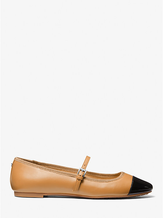 Women Michael Kors Mae Leather Flat Shoes Brown | XJCFLT-197