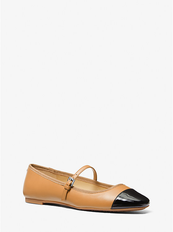 Women Michael Kors Mae Leather Flat Shoes Brown | XJCFLT-197