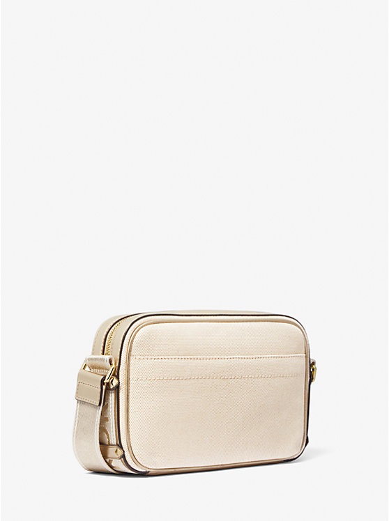 Women Michael Kors Maeve Large Canvas and Metallic Crossbody Bags Gold / Beige | SHQYVJ-281