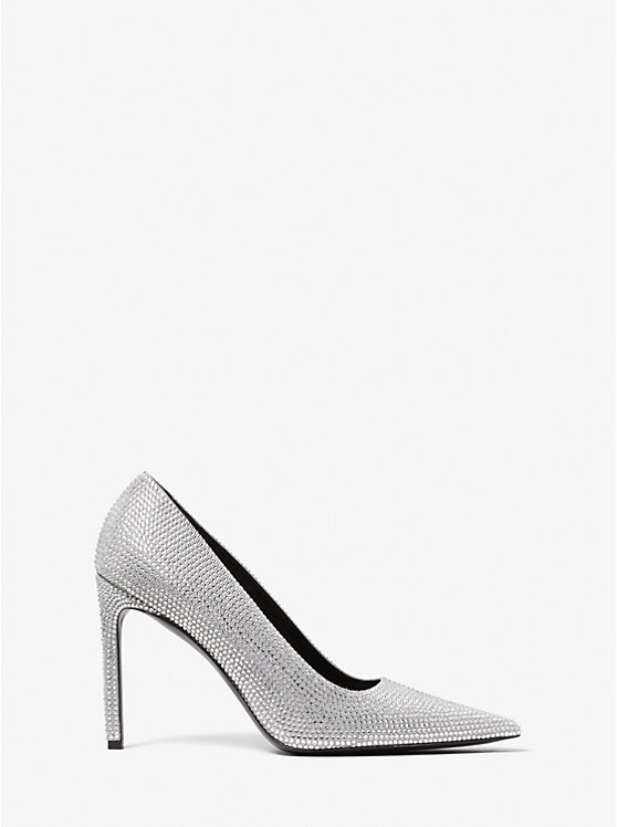 Women Michael Kors Martine Crystal Embellished Suede Pumps Grey | ZRBKGA-276