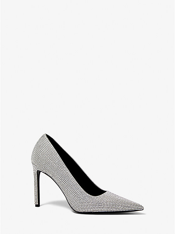 Women Michael Kors Martine Crystal Embellished Suede Pumps Grey | ZRBKGA-276